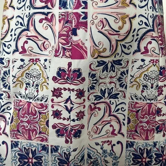 Crown Ivy Cotton Stretch Multi Colored White Eyelet Trim Sheath Dress Sz 12 - Picture 9 of 14